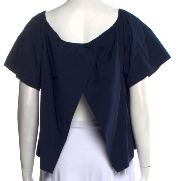 Alice + Olivia Split Back Off the Shoulder Coastal Crosby Top Blouse Navy Sz XS - Picture 6 of 13